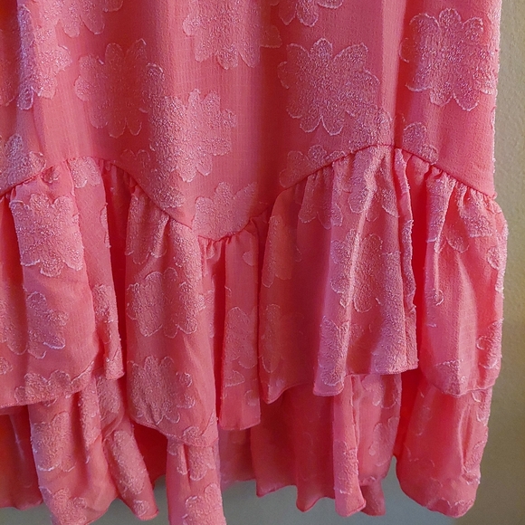 Wild Fable tiered ruffle coral- pink spaghetti strap mini dress cottagecore. M - Picture 6 of 11